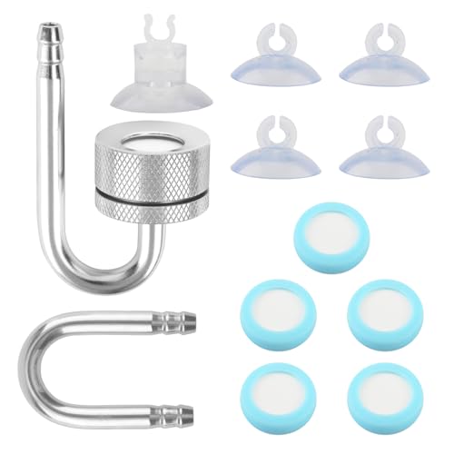 YUE QIN CO2 Diffusor Aquarium Aluminiumlegierung CO2 Diffusor Zubehör mit Saugnäpfen und U-Pipe Kohlendioxid Diffusor für Aquarium Süßwasserfischpflanzen