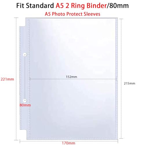 30 Pack 60 Pockets A5 Photo Sleeves for A5 2 Ring Binder/ 8 cm, Transparent Postcard Sleeves - Image 4