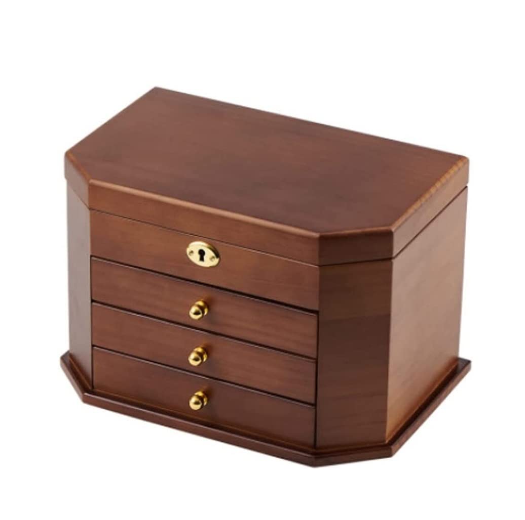 XBTGS Uhrenbox, Uhren-Organizer, Holz-Schmuckschatulle mit Schlüssel und Vollschloss, für Ohrringe, Halsketten, Uhren, sechseckige Form, Aufbewahrungsbox für Uhren, A-sechseckig, 4 LA, A-sechseckig, 4