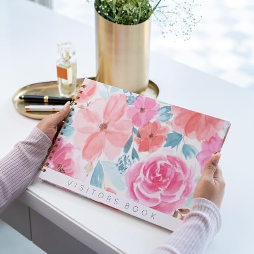 Image of Visitor Book - 8 x 12 Inches | Wiro Bound Guest Register for Hotels, Offices, Exhibitions, Boutiques & Business Use | Medium Size Visitor Log Book for Reception & Front Desk