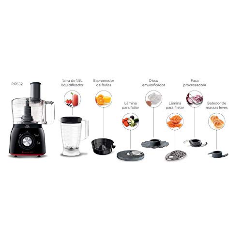 Multiprocessador 7 em 1, Preto/Vermelho, 220v, Philips Walita