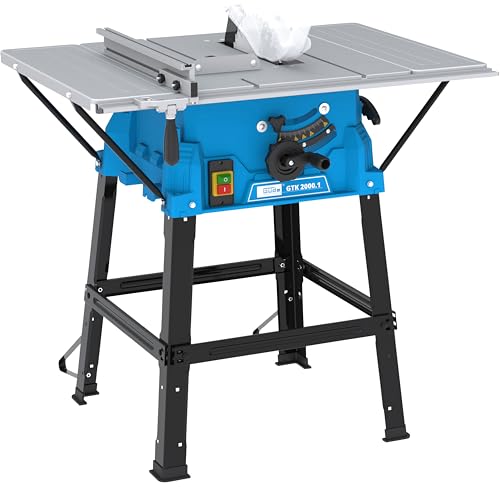 Güde GTK 2000.1 Tischkreissäge – 230 Volt, 2000 Watt, 4800 Umdrehungen pro Minute, Schnitthöhe 8,7 Zentimeter, Hartmetall-Sägeblatt 25 Zentimeter, Tisch 63 mal 54 Zentimeter, Absauganschluss