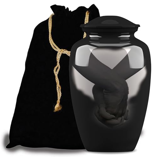 Forever URNS Adult Cremation Funeral Urn with Classic Loving Hand Theme for Human Ashes of Female & Male | 200 cu in | Large | Multicolor | Completely Handcrafted with Velvet Protection Bag