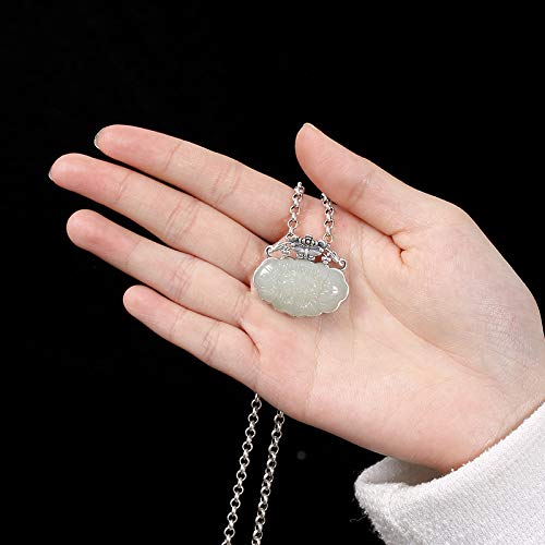 Pendentif chaîne de pull en argent et jade blanc, le cadeau vintage idéal - 4