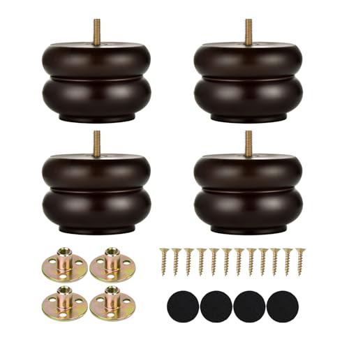 Michanco 3 Inch/ 7CM Round Furniture Legs Replacement Couch Sofa Legs Set of 4 Chunky Bun Feet for Furniture Wood Legs Mid Century Predrilled M8 Bolt by Michanco - Image 7
