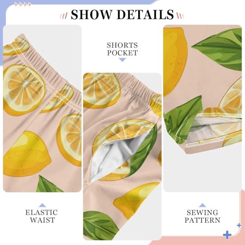 Pajama Bottoms, Pajamas Long Pant Lemons Lounge Wear Casual Light Pink Sleep Pants Soft Pjs Sleepwear4