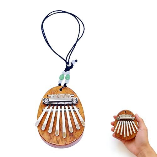 8 Key Mini Kalimba Exquisite Finger Thumb Piano Wooden Finger Instrument with Lanyard Portable Mini Kalimba for Child and Piano Beginner Pendant Gift for Christmas Thanksgiving and New Year