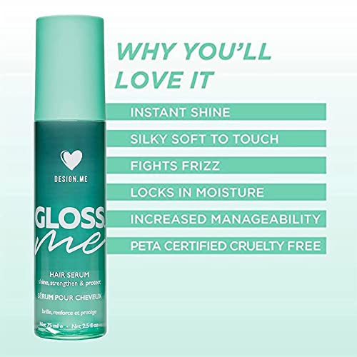 Designme Gloss.me Hair Serum | Anti Frizz Hair Serum For Women | Argan Hair Serum Adds Shine, Smoothness, & Hydration | Paraben & Sulfate Free Straight, Wavy, Coily, Or Curly Hair Serum, (2.5 Oz) #TOP5
