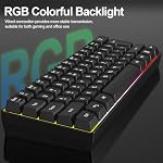 Fils RGB Le clavier de Membrance. 60 Pourcentage Mini Crémeux LED Clavier d'ordinateur .Petit Clicky ergonomique Teclado avec ABS Captures clés non remplaçables rétroéclairées. (Caisse blanche) + Casquettes grises)