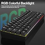 Wired RGB Gaming Membrance Keyboard. 60 Percent Mini Creamy LED Computer Keyboard .Small Ergonomic Clicky Teclado with ABS backlit Unreplaceable Keycaps. (White Case + Grey Keycaps) - Image 2