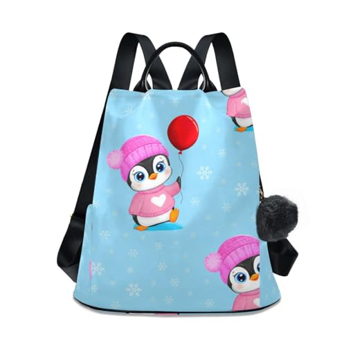Sac à dos femme grande capacité 17L bleu clair avec impression pingouin