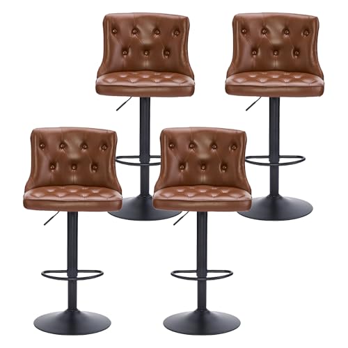Image of FIRAVOE Counter Height Bar Stools Set of 4, Swivel Barstools with Back