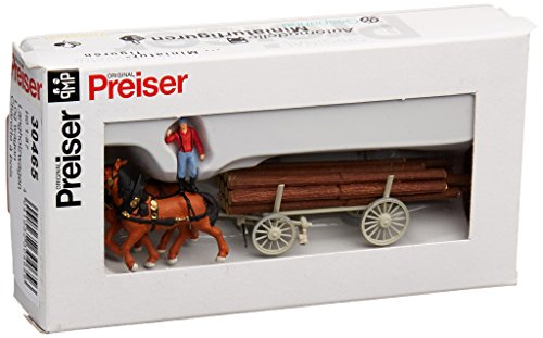Preiser 30465 Horse Drawn Wagon Log Wagon w/Driver & Load HO Scale Vehicles Model Figure