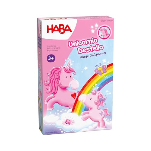 HABA 2012212004 - Unicornio Destello – Bingo Chispeante, Juego Infantil de Mesa de atención. Más 3 años