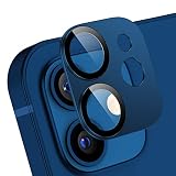 Korecase 2 PCS Camera Lens Protector for iPhone 12, Metal Rear Lens Protector Tempered Glass Film, Strong Adhesion, 9H Hardness Scratch Resistant Camera Lens Cover - Blue