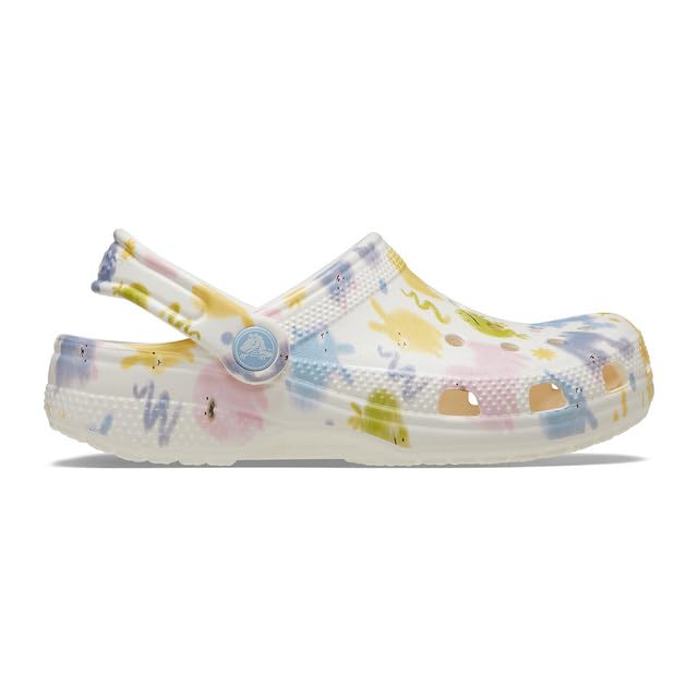 Image of Crocs Unisex's Classic Clogs with Patterns and Graphics (Little Kid /Big Kid) Chalk 4 Medium
