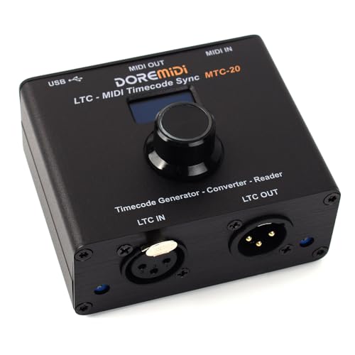 DOREMIDI Dispositivo LTC-MIDI Timecode Sync (MTC-20) per sincronizzare il codice temporale MIDI e il codice temporale SMPTE LTC MTC-20