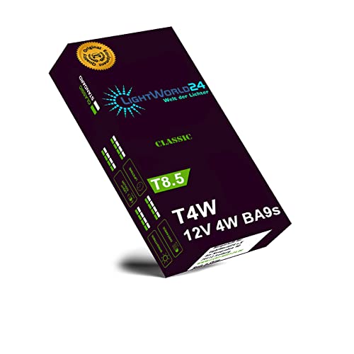 LIGHTWORLD24 10x T4W BA9s Standlicht-Lampe Autolampe 12V 4W Birnen Auto Standlicht Innenraumbeleuchtung Innenbeleuchtung Signallampe