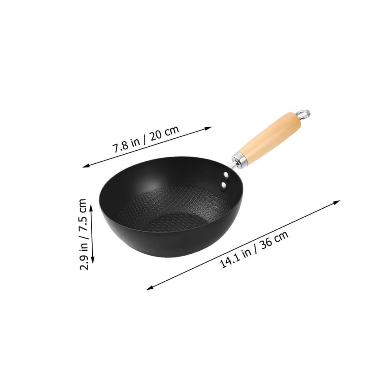 Antihaftbeschichtete Bratpfanne, Wok-Pfanne, Grillpfanne mit Griff, für Küche und Camping, Schwarz (36 x 20 x 7,50 cm)