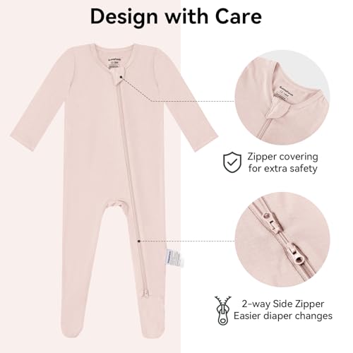 BubblePanda Rayon Made From Bamboo Baby Pajamas Baby Clothes for Boys Girls 6-12 Months Zip-Front Non-Slip Onesie One-Piece Sleeper Footed Pjs Footie Sleep N Play Jumpsuit Gender Neutral Gift