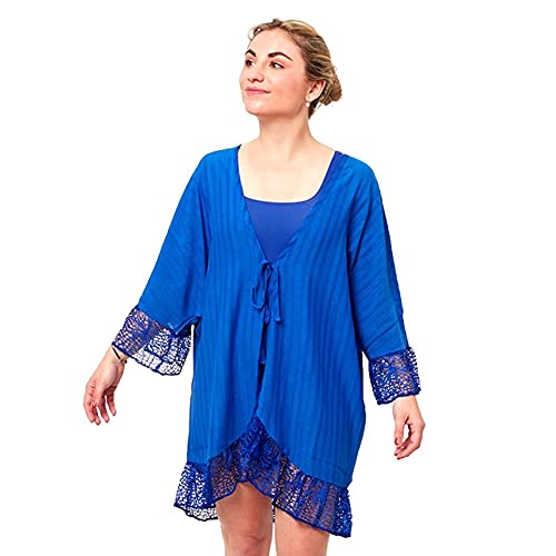 FLASHPIJAMAS Paréo Femme pour Plage, Piscine, SPA, Salon de Bronzage, Cruisier, Composé de Rayon, Azul Con Efecto Rallas, Taille Unique Cover