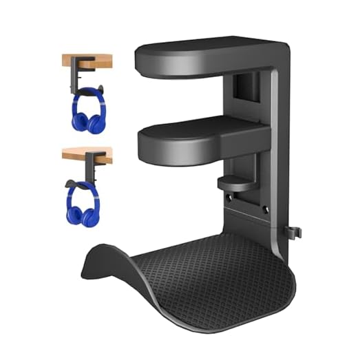 Headphone Holder Hanger 2022 Upgraded with 360° Rotating & Adjustable Arm Clamp for Controllers and Headphones , Headset Stand under Desk Hook Mount Built in Cable Clip Organizer PC Gaming Accessories