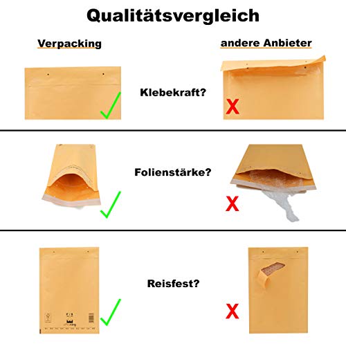 Luchtkussenenveloppen F6, bruin, 240 x 350 mm, DIN A4+, luchtkussen, verpakking, bekledingsenveloppen, enveloppen… - Afbeelding 6