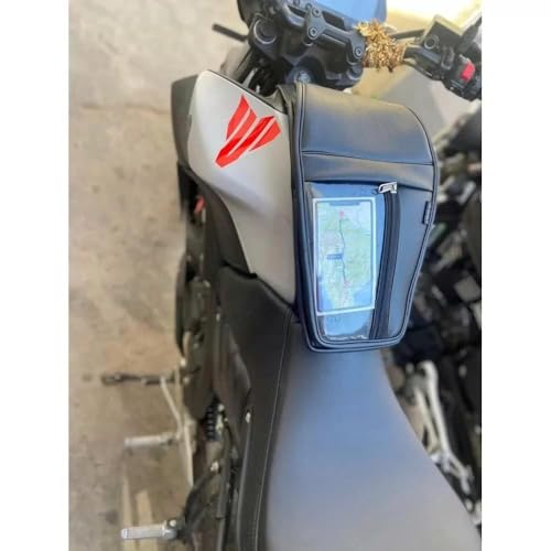 Image of UNIWARE MT-15 Leather Scratch Proof Tank Cover /Tank Bag - Transparent Mobile Touch Pocket /Holder Tank Cover (Black)