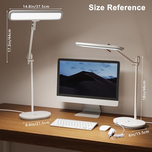 LED Desk Lamp with CRI 98, Advanced Eye-Caring Bright Desk Light for Crafting, Home Office & Kids Studying, Multi-Angle Adjustable, Dimmable Full Spectrum with Touch & Gesture Control