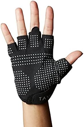 TAVI Half Finger Gym Gloves for Women - Workout Gloves with Full Coverage Grips Used for Pilates, Weightlifting, Barre, Yoga and Exercise Training with Adjustable Wristband