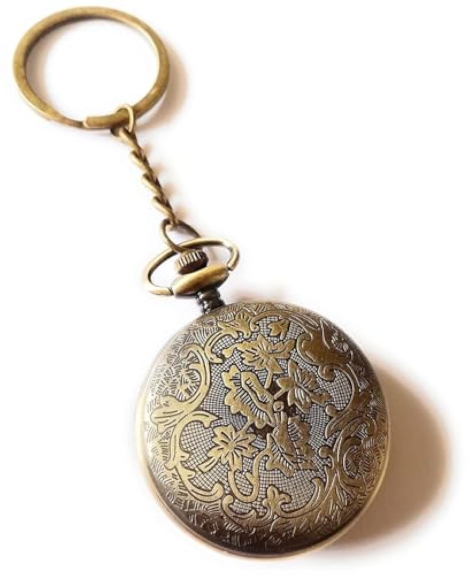 Vintage Pocket Watch Keychain, Antique Steampunk Design
