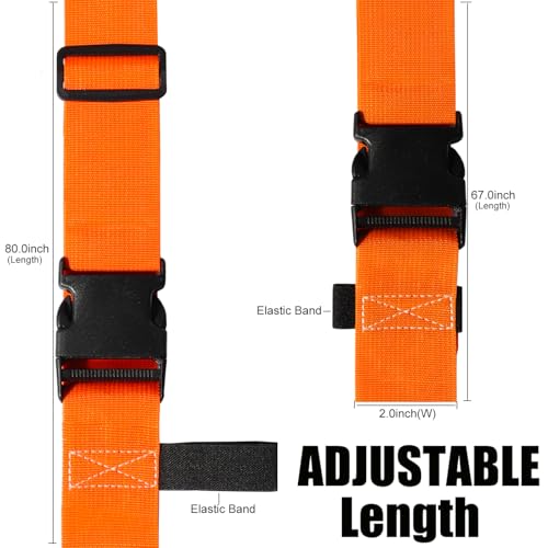 Image of Luggage Straps for Suitcases TSA Approved-2 Pack Bright Personalized Luggage Belt Strap for Suitcase /Carry On Bag Luggage Accessories for Travel (Neon Orange)