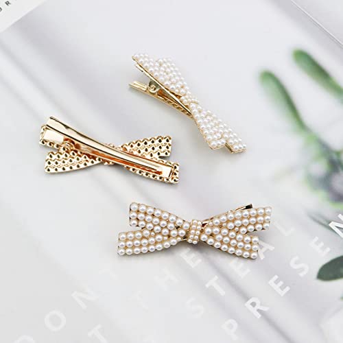 5 piezas pinzas de pelo metálicas con moño perla miniatura 6