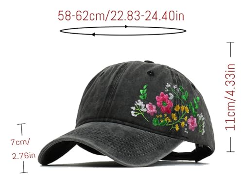Gorra de béisbol bordada floral ajustable para mujer y hombre miniatura 2