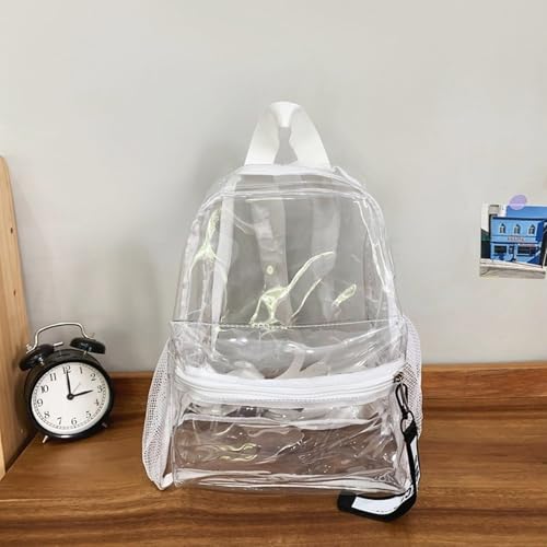 Mochila con correas ajustables de PVC transparente y compartimento grande 4
