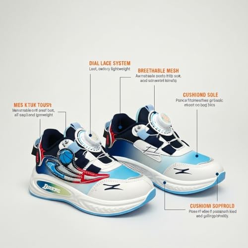 Image of Athletic Sneakers with Dial Closure, Comfortable, Attractive Colour Combination, Chunky Sole, Sports Running Shoes