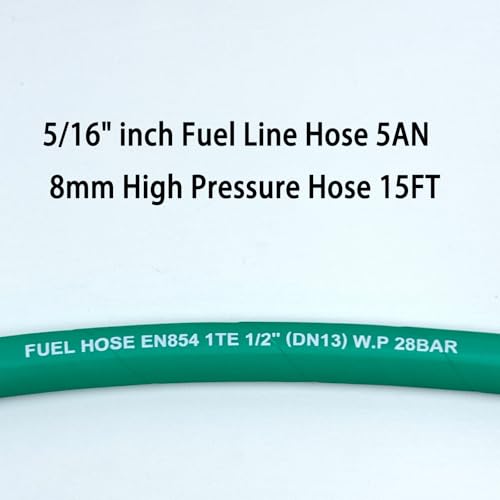 Image of Fuel Line 5 /16 inch inch,High Pressure Fuel Line Hose,15FT 5AN 8mm,Engines Fuel Systems,Marine Fuel Hose, Agricultural Machinery Fuel Line,Green,2.8Mpa 400PSI EN854-1TE