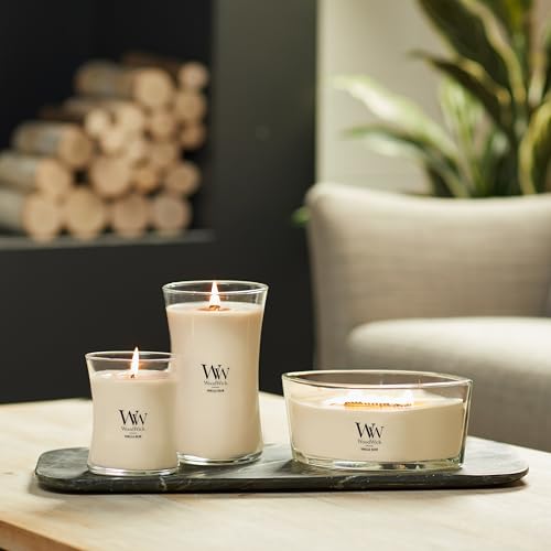Image of WoodWick Vanilla Bean Holiday Candle Gifts for Women and Men, 21.5 oz Large Hourglass Candle with Crackling Wick