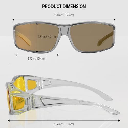 Image of Night Driving Glasses for Men Women Fit Over Sunglasses Anti Glare Polarized HD Night Vision Glasses