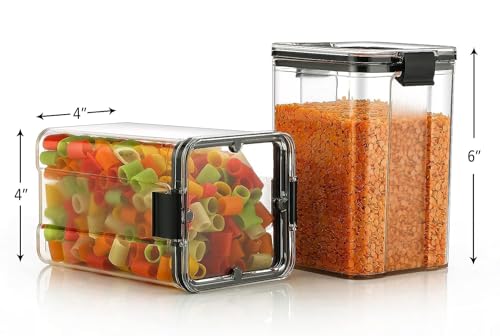 Image of TEKCOOL Glass Air Tight Containers For Kitchen Storage Set, Bpa Container For Kitchen Storage Set, Kitchen Organizer And Kitchen Accessories Items & Storage(1100 Ml Set Of 6), Black