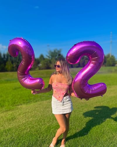 Image of 40 Inch Hot Pink Number 3 Balloon, 3rd Birthday Party Decorations | 40 Inch Hot Pink inflatable foil number balloons, large birthday decorations for 3rd birthday