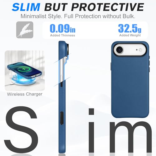 Image of SHIELDON Genuine Leather Case for iPhone Air 6.5 inch 2025, Royal Blue
