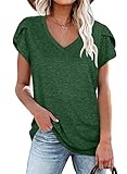 Green Shirts for Women Casual Tulip Sleeve Summer Tops M