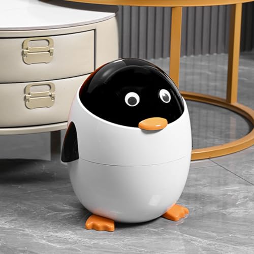 Caneca de basura con tapa fácil y diseño de pingüinos miniatura 6