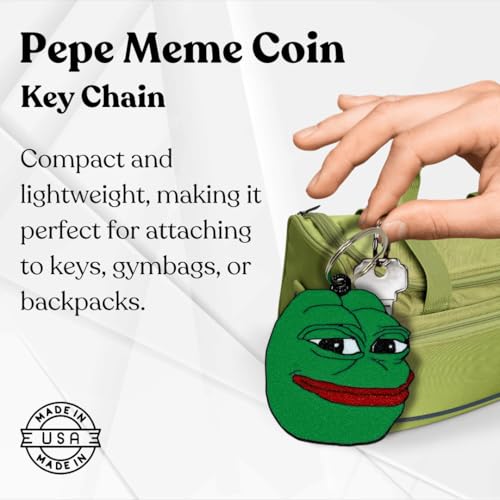 FRESHe Pepe Meme Coin Keychain Cryptocurrency Logo - Perfect for Cryptocurrency Pepe Memecoin Token Fans! Made in the USA! (Pepe Coin)