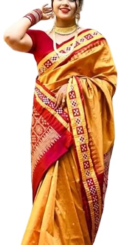 Generic yellow sambalpuri silk saree – image 3