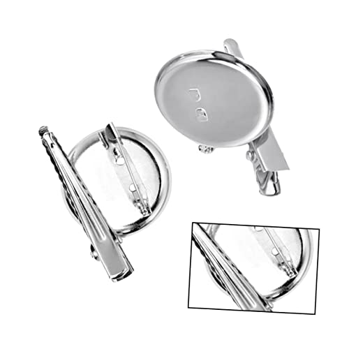 Bandeja de broches redonda con alfiler trasero resistente en tono plata 5