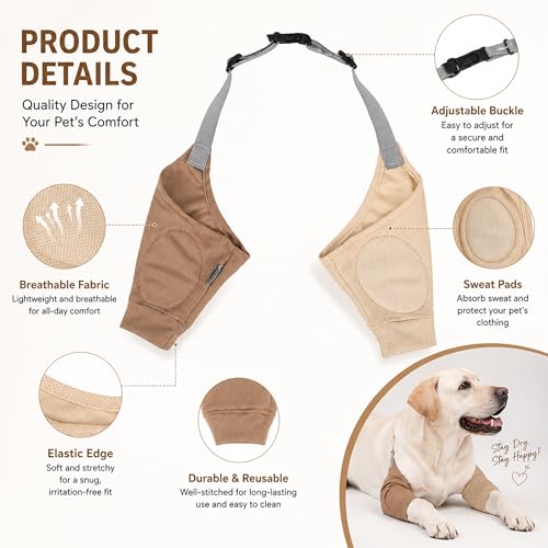 Image of Dog Elbow Protector - Dog Sleeves for Wounds Front Legs, Keep the Elbow Wound Clean, with Inner Padding to Protect the Elbow Joint, Cone Collar Alternative to Stop Licking Wounds (Beige Brown,XL)