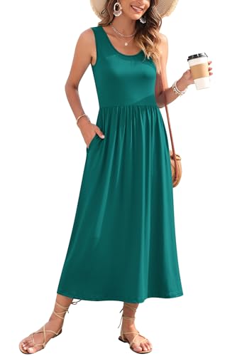 Image of WNEEDU Women's Summer Maxi Dress Casual Sleeveless Sundress