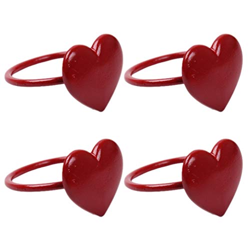Soimiss 4Pcs Heart Napkin Ring Valentines Day Wedding Serviette Ring Holders Metal Napkin Rings Buckles Valentines Table Decoration For Dinners Party #TOP11